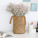 Max Natural Grass Woven Rattan Wicker Basket Garden Flower Pot Holder Yellow S