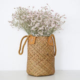 Max Natural Grass Woven Rattan Wicker Basket Garden Flower Pot Holder Yellow S