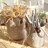 Max Natural Grass Woven Rattan Wicker Basket Garden Flower Pot Holder Yellow S