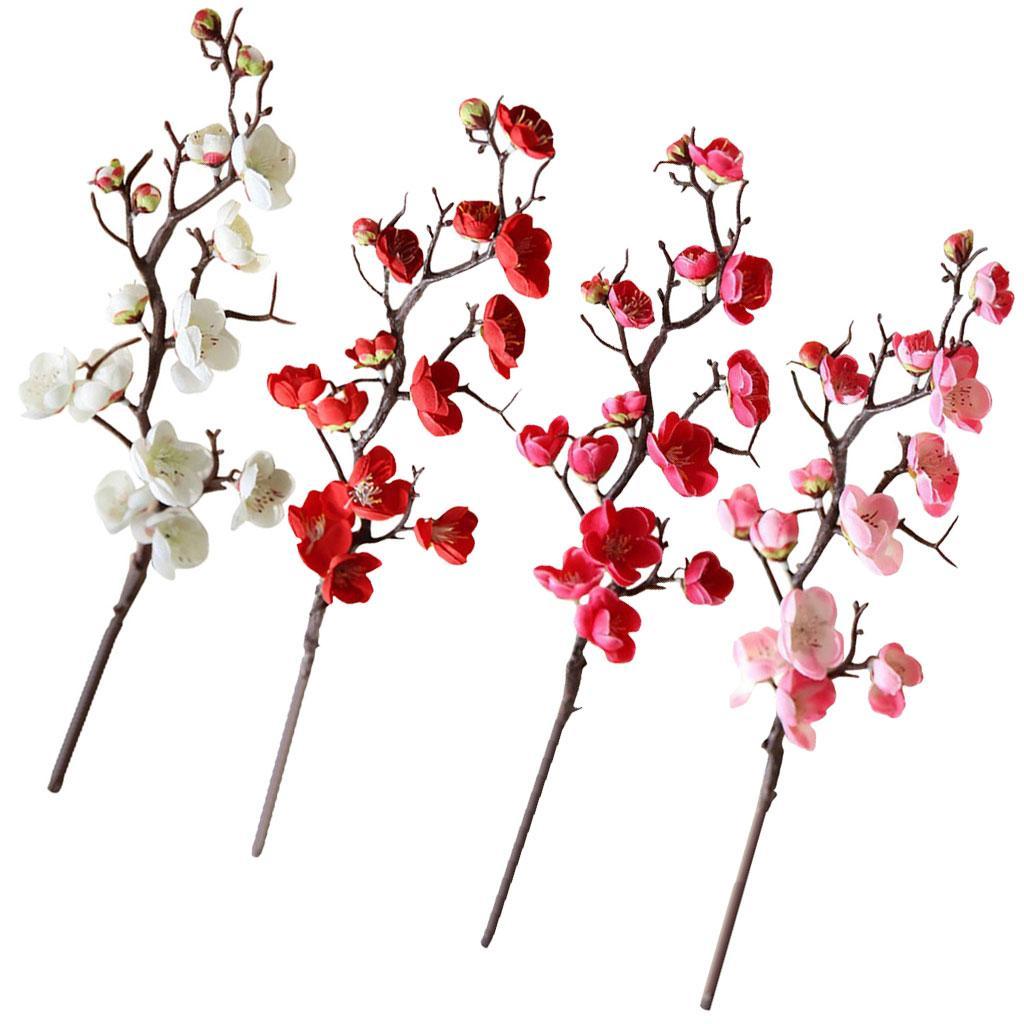 1Pc Artificial Plum blossom Flower Bouquet Wedding Home Decor White