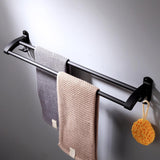 Max 59 cm aluminum black matte bathroom towel rack with hooks Black_2 bars - Aladdin Shoppers