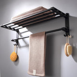 Max 59 cm aluminum black matte bathroom towel rack with hooks Black_4 bars - Aladdin Shoppers