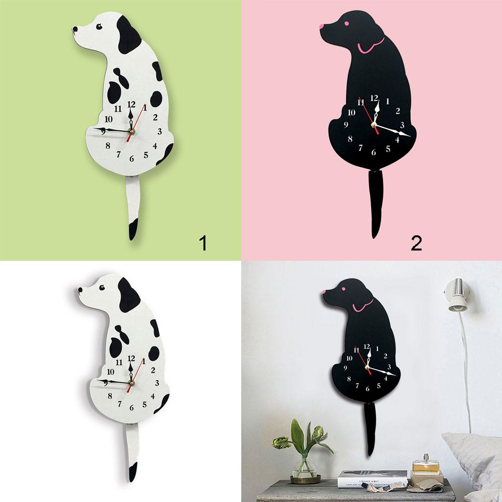 Lovely Creative Acrylic Cartoon Tail Wagging Labrador Dog Acrylic Wall Clock White