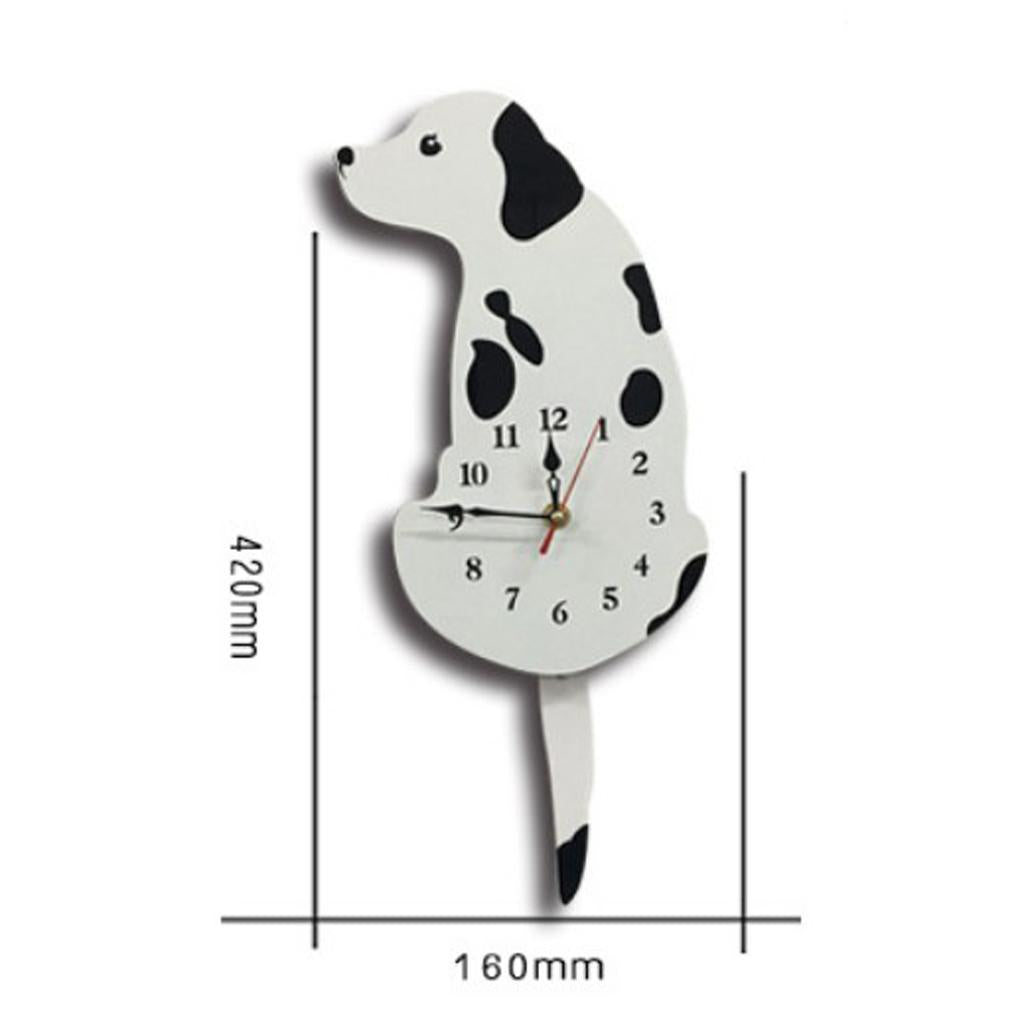Lovely Creative Acrylic Cartoon Tail Wagging Labrador Dog Acrylic Wall Clock Black