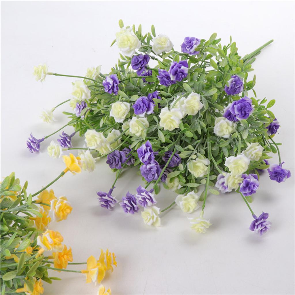 Artificial Rose Flower Plastic Plant Leaves for Home DIY Decoration Purple