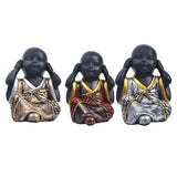 Chinese Resin Crafts Buddha Statue Cute Monk Car Ornaments Decor B-Red