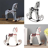 European Wooden Rocking Horse Statue Wedding Decor Wood Horse Crafts Gray