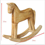 Vintage Style Wood Rocking Horse Animal Decoration Wood Carved Craft White Horse Figurines Home Decor