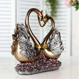 Maxbell Resin Swan Couple Figurine Lovers Swan Statue Home Wedding Decor Ornaments