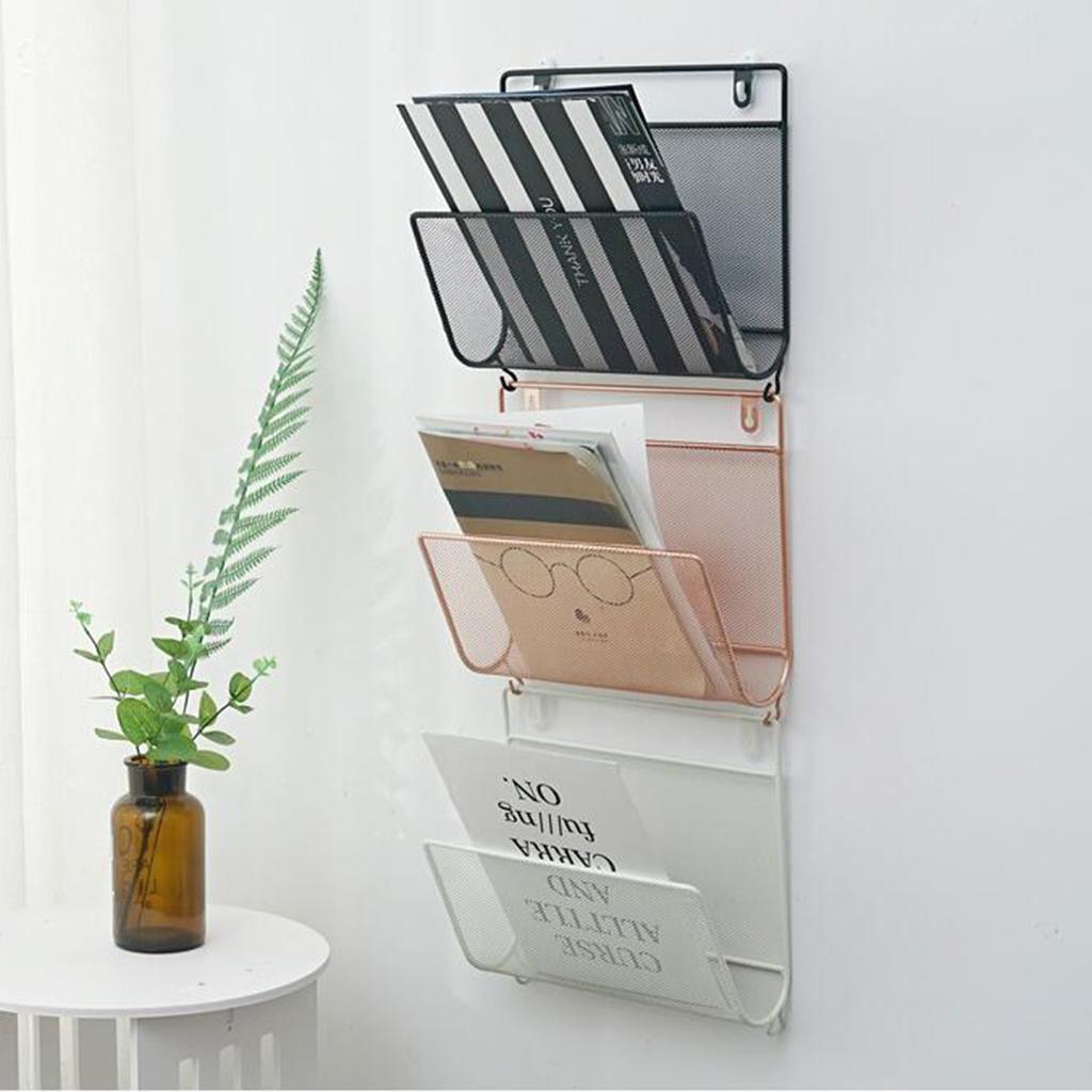 Maxbell  Magazine Holder Wall Mounted Rack for Magazines Books Newspapers Golden