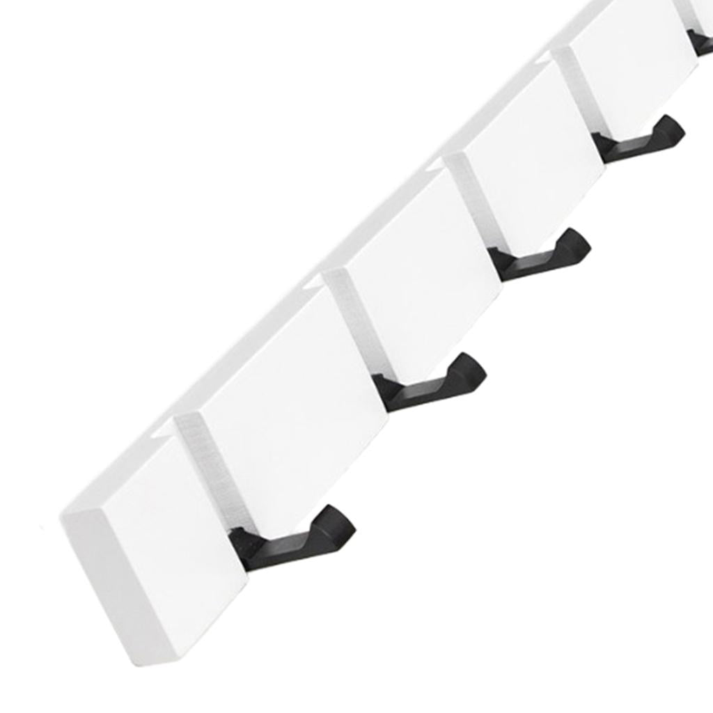 Maxbell  Foldable Wall Mounted Wooden Hook Robe Clothing Towel Hanger White 5 Hooks