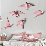 Max Resin 3D Handmade Flying Seagull Bird Crafts Wall Art Hanging Decor Pink D