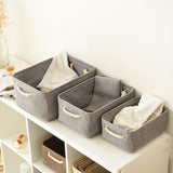 Collapsible Fabric Storage Basket Organizer Bin with Carry Handles Grey M