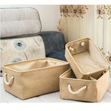 Max Collapsible Fabric Storage Basket Organizer Bin with Carry Handles Beige M - Aladdin Shoppers