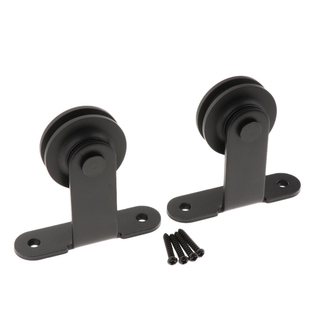 Max 2pcs Black Steel Sliding Barn Wood Door Roller Hardware Replacement Hanger F