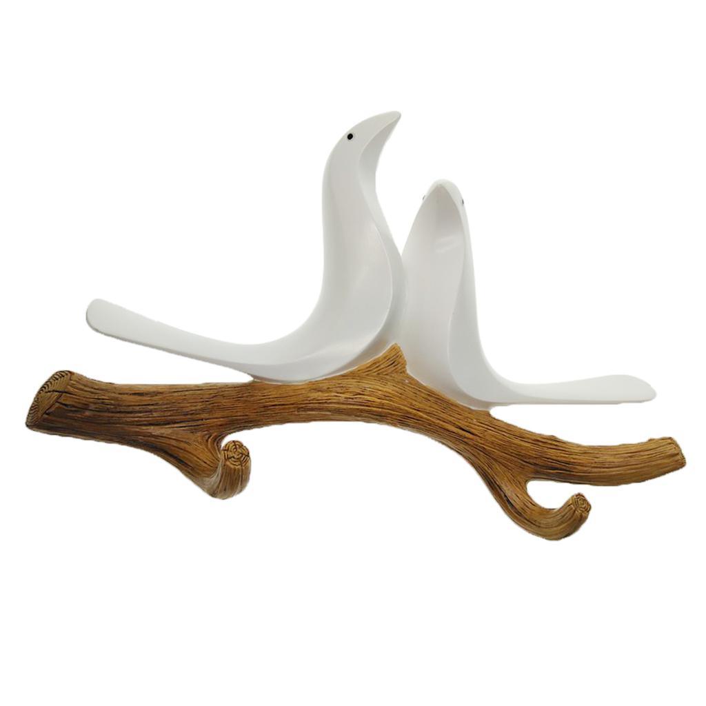 Max Wall Mounted Resin Coat Robe Hook Birds Stand on Branch Hanger Rack White B