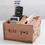 Multifunctional Wooden Tissue Box Remote Control Storage Box Yellow Green