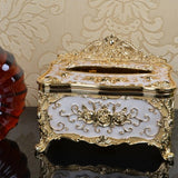 Max European Style Acrylic Tissue Box Luxury Facial Case Holder Golden White - Aladdin Shoppers