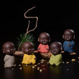 Max Small Mini Buddha Statue Monk Figurine Tea pet Decorative Ornaments Yellow - Aladdin Shoppers