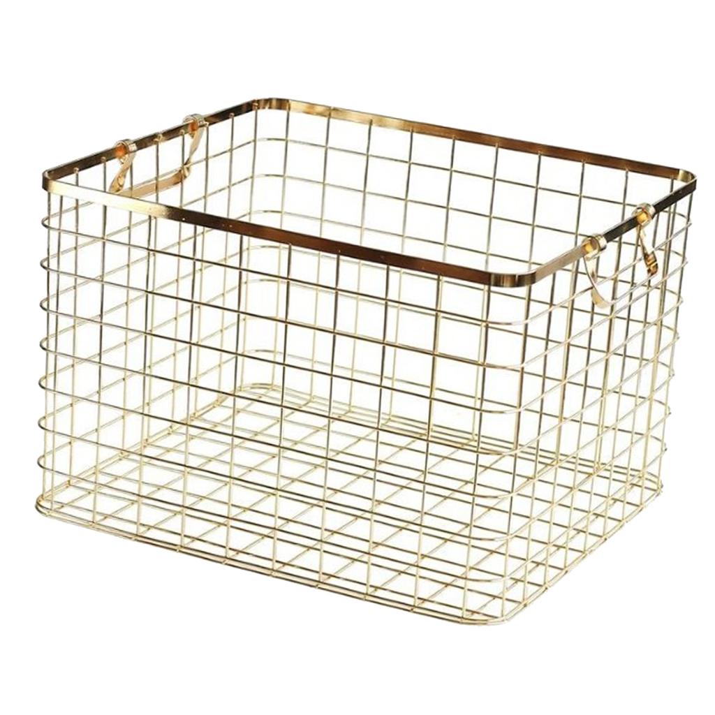 Nordic Dirty Clothes Storage Basket Metal Wire Laundry Hamper M-Gold