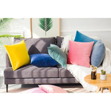 Soft Velvet Pillow Cover Solid Color Throw Pillow Case Blue-45x45cm