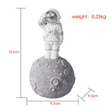 Astronaut Moon Shaped Stylish Design Resin Statues Sculpture Figurine B