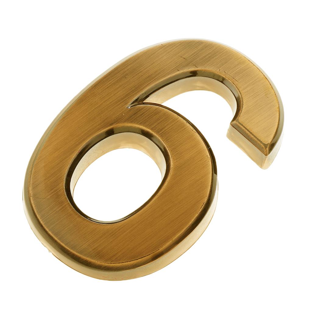 Golden Plastic Self-Adhesive Door Number Sign Plaque Sticky Numeric Digit Number 6