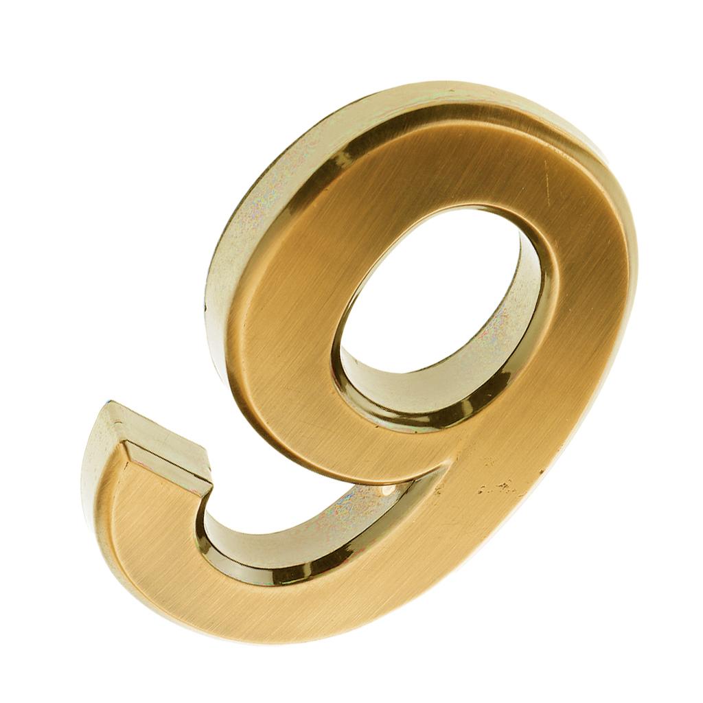 Golden Plastic Self-Adhesive Door Number Sign Plaque Sticky Numeric Digit Number 9