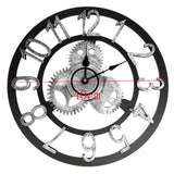 Max Vintage Retro Wooden Wall Clock 12H Display Carved Battery Powered Silver 40cm - Aladdin Shoppers