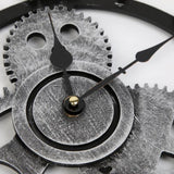 Max Vintage Retro Wooden Wall Clock 12H Display Carved Battery Powered Silver 40cm - Aladdin Shoppers