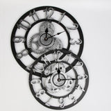 Max Vintage Retro Wooden Wall Clock 12H Display Carved Battery Powered Silver 40cm - Aladdin Shoppers