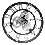 Max Vintage Retro Wooden Wall Clock 12H Display Carved Battery Powered Silver 40cm - Aladdin Shoppers