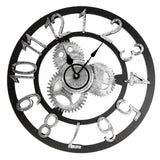 Max Vintage Retro Wooden Wall Clock 12H Display Carved Battery Powered Silver 40cm - Aladdin Shoppers