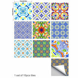 Max 10pcs Vintage Tiles Stickers Bathroom Kitchen PVC Wall Stickers Decals C - Aladdin Shoppers