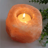 Himalayan Rock Salt Candlestick Orange Natural Mineral Tea Light Holder