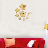 Max Fashion DIY Mirror Wall Creative Decoration Clock Bauhinia Flowers Golden - Aladdin Shoppers