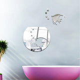 Max 3d Fish Tank Wall Sticker Mirror Acrylic Wall Decal for Bedroom Silver Color - Aladdin Shoppers