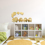 3d Train Cloud Mirror Wall Sticker for Kids Room Wall Decals Golden Color