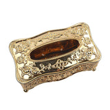 Retro Vintage Style Tissue Box Acrylic Napkin Paper Cover Holder Golden