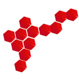 12pcs Hexagonal Shaped Plastic 3D Mirror Effect Wall Stickers Red