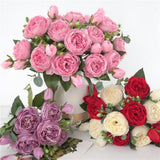 Max Artificial Silk Peony Bridal Bouquets for Wedding Home Decoration New Purple - Aladdin Shoppers