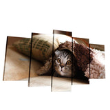 Max Modern 5 Panels Paintings on Canvas Wall Art Landscape Pet Cat