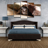 Max Modern 5 Panels Paintings on Canvas Wall Art Landscape Pet Cat