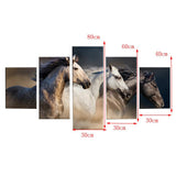 Max Modern 5 Panels Paintings on Canvas Wall Art Landscape Brown Horse