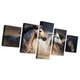 Max Modern 5 Panels Paintings on Canvas Wall Art Landscape Brown Horse