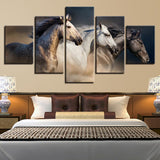 Max Modern 5 Panels Paintings on Canvas Wall Art Landscape Brown Horse