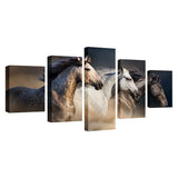 Max Modern 5 Panels Paintings on Canvas Wall Art Landscape Brown Horse
