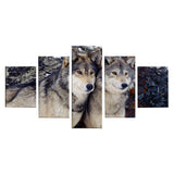 Max Modern 5 Panels Paintings on Canvas Wall Art Landscape Wolf