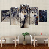 Max Modern 5 Panels Paintings on Canvas Wall Art Landscape Wolf