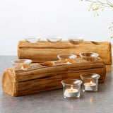 4 Holes Natural Wooden Stump Candle Holder Home Party Decor Wedding Gift